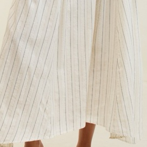 Flare Midi Maxi Skirt Womens Natural White Pin Stripe Black + Tan Fully Lined - Picture 15 of 15